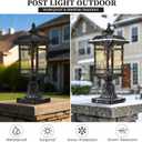 Outdoor Post Light 18.3" Waterproof Pole Light with Water Ripple Glass for Garden Patio Pathway E26 Socket