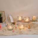 GLEAVI Glass Votive Candle Holders Set of 6, Clear Lotus Tealight Candle Holder Centerpieces, Thick Heavy Base Flower Candlestick for Wedding Reception Party Home Decor Table
