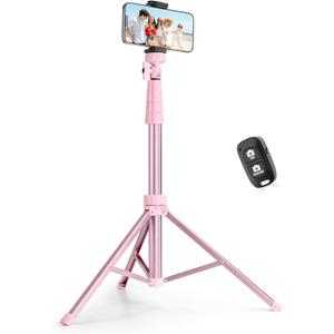 SENSYNE 72" Phone Tripod & Selfie Stick, Extendable Cell Phone Tripod Stand with Wireless Remote and Phone Holder, Compatible with iPhone Android Phone, Camera, Pink