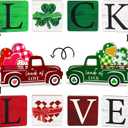 5PCS St.Patricks Day Decorations/Valentines Day Decor Reversible Table Centerpieces Tiered Tray Ornament for Home Party Decor