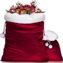 Shappy 2 Pieces Christmas Velvet Santa Bags with Drawstring in 2 Size Large Christmas Bags Santa Gift Sack for Xmas Playing Present Toy(Burgundy)