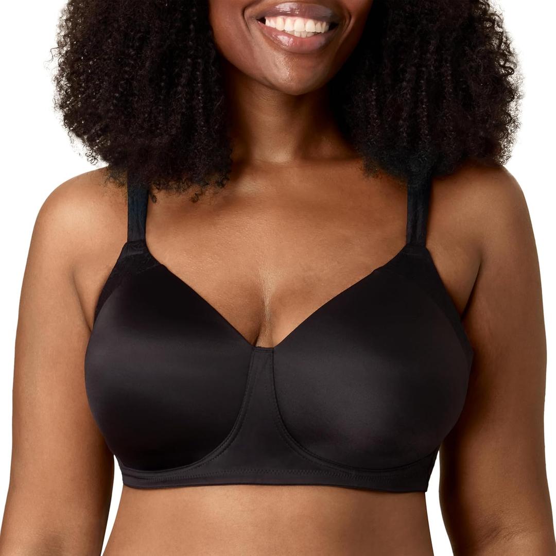 Playtex Womens Wireless Bra, Full Coverage, Moisture-Wicking, 4750 (40DD, Dressed in Black)