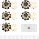 PATIKIL 5 Pcs Rhinestone Button Covers Decorative Clips with 10 Pcs White Sewing Buttons Detachable Sewing Replacement for Women Men DIY Crafts Holiday Accessories (Dark Green/Gold)