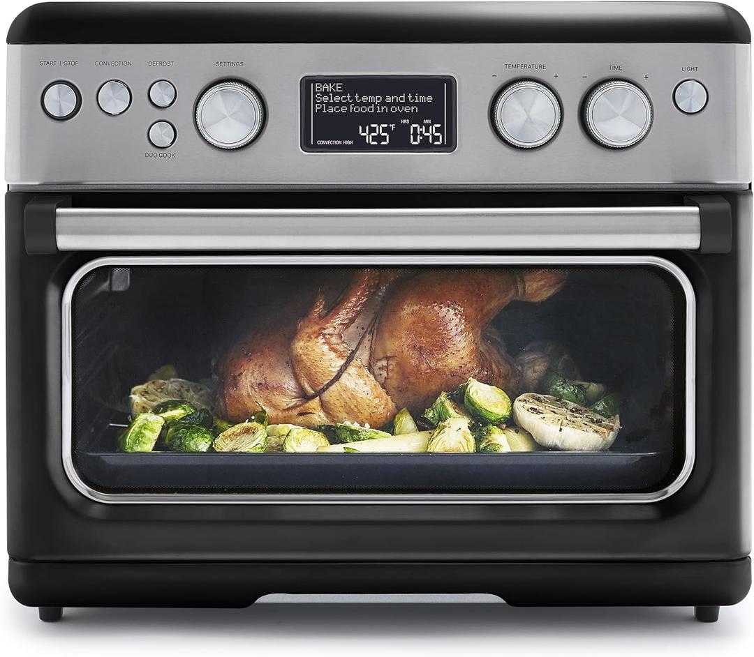GreenPan 13-in-1 Elite Countertop Convection Oven & Air Fryer, PFAS-Free Ceramic Tray & Pizza Pan, Adjustable Racks, Multifunction Presets, Toaster, Bake, Broil, Roast, Proof, Dehydrate, Black