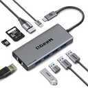 QGeeM USB C Hub Ethernet, 9 in 1 USB Type C Hub HDMI Multi-Port Converter Adapter, 100W Pd, USB 3.0, SD/ TF Card Reader, Compatible for MacBook Pro Air Ipad HP Dell Lenovo Chromebook etc.