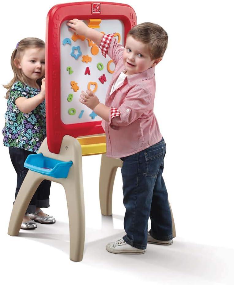 Step2 All Around Easel for Two, Kids Activity Table, Double-Sided Art Board, Made of Durable Plastic, Includes 94-Piece Soft Foam Magnets, For Toddlers 3+ Years Old