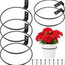 Menkxi Flower Pot Holder Wall Planter Ring Hanger Metal Wall Plant Hanging Pot Holder Mounted Hanging Bracket for Indoor Outdoor Home Garden Plant Flower Display, Black(6 Pcs,10 Inch)