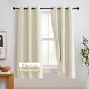 RYB HOME Noise Cancelling Curtains 63 inch Length 2 Panels Set- 3 Layers Total Blackout Curtains Soundproof Thermal Insulated Window Treatment for Kids Room Studio Bedroom, 42 x 63 inches, Beige