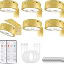 Tututry Picture Lights for Wall, Rechargeable Battery Operated Wireless Magnetic Painting Lights with Remote Dimmable and Timer, Wall Decor Lights with 3 Lighting Modes for Art Display (Golden, 6Pack)