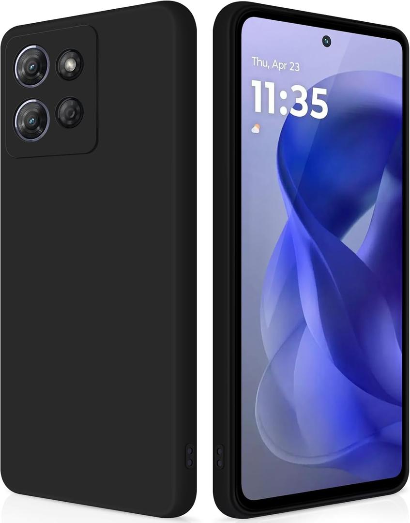 GiiYoon Silicone Case Compatible with Moto G Power 5G 2025, Full Body Silky Soft Touch Phone Case with Camera Protection, Shockproof Cover with Microfiber Lining, Black