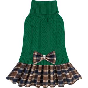 KYEESE Dog Sweater Thick Dog Sweaters for Small Dogs Male Stretchy Knitwear Pet Sweater Dress Warm Pullover Pet Coats Comfy Dogs Clothes with Bowtie Soft Turtleneck Cat Sweaters, Green, Medium