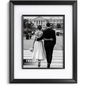 Yaetm 16x20 Black Picture Frame with Decorative Inner Frame, Single
