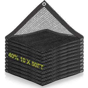 40% Shade Cloth - 10 x 50 FT Shade Cloth for Garden Black Garden Sunblock Shade Net with Reinforced Grommets for Greenhouse Outdoor Patio Canopy Plants Chicken Coop