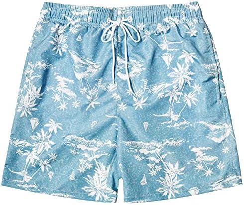 SNOW DREAMS Boys Swim Trunks Quick Dry Swim Shorts Bathing Suit Size 10 12 Blue Coconut Tree