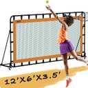 MR Tennis Rebounder 12x6, Adjustable Tilt Rebound Net, Multi-Sport Training Bounce Back Net, Tennis Court Gear, Rebound Wall on Wheels for Tennis, Pickleball, Lacrosse, Hockey, Softball, Baseball