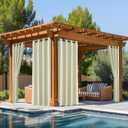 NICETOWN Fade Resistant Outdoor Patio Curtains Waterproof 2 Panels, Xenon Arc Tested Grade 4 Fade Proof, W52xL84 in Thermal Insulated UV Protection Drapes for Sunroom & Pergolas, Light Beige