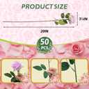 50 PCS Fake Pink Roses, Artificial Flowers Bulk Realistic Silk Faux Rose with Stems for Wedding Decoration Bridal Bouquet Birthday Celebrations DIY Floral Arrangement Home Decor
