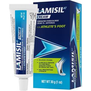 Lamisil 1 Week Athletes Foot Treatment, Antifungal Cream with Terbinafine Hydrochloride 1%, Fast Symptom Relief & Prevents Recurrence, 1 oz (30 g) BB 08/2027