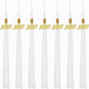 Yaomiao 8 Pieces Graduation Tassel Graduation Cap Tassel with 2026 Year Charm for Class of 2026 Grad Prek Kindergarten Preschool Parties, 9.4 Inches(White)