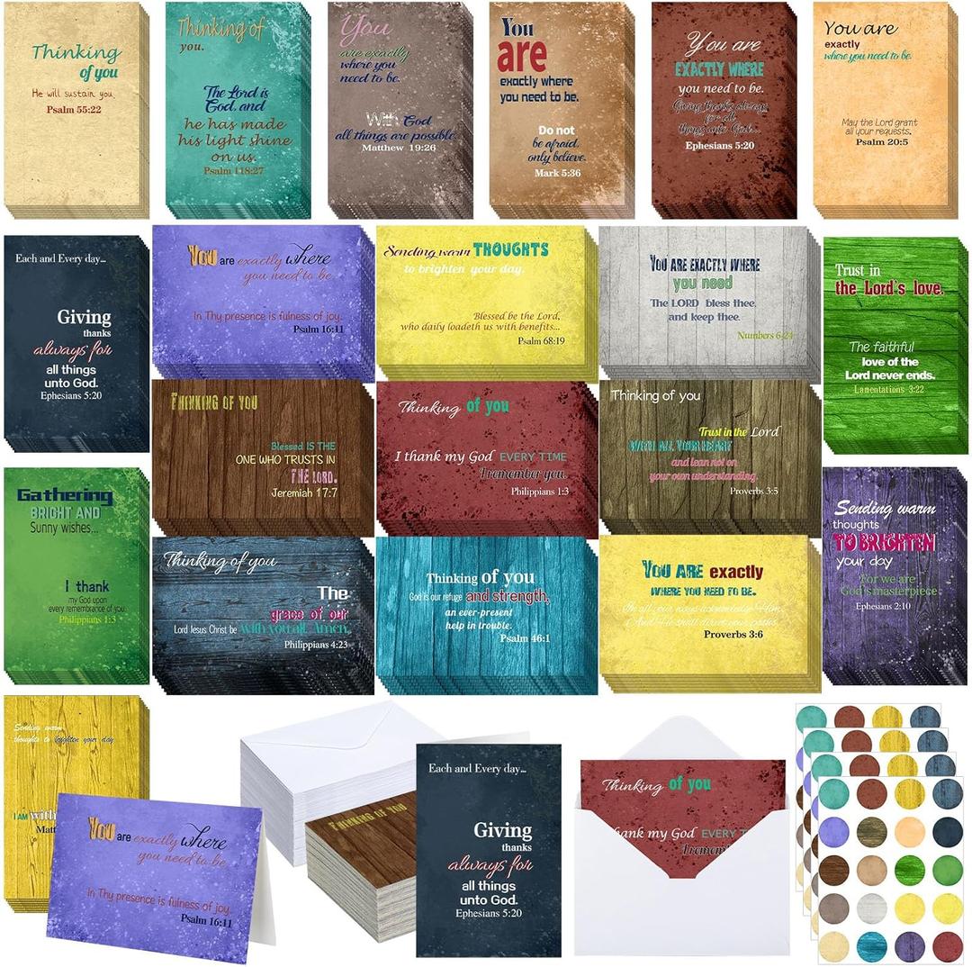 80 Set Thinking of You Christian Inspirational Cards Bulk with Envelopes Religious Thinking of You Greeting Card Teacher Student Gift with Bible Verses Scripture Encouragement Prayer Notecard
