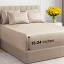 Extra Deep Queen Sheet Set - 6 Piece Breathable & Cooling Sheets - Hotel Luxury Bedding Set w/18-24 Inch Extra Deep Pockets - Easy & Secure Fit - Super Soft, Wrinkle Free & Comfy - Wheat, Queen Size