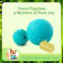 Indestructible Dog Treat Ball Toys for Aggressive Chewers - Safe Bamboo Fiber & Non-Toxic Natural Rubber Chew Toys 2.75" Chewing Ball for Puppies (Blue)