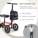Knee Scooter, 300lbs Capacity, 13" Big PU Seat, Disc Brake Knee Walker, All Terrain Foldable Knee Scooter Walker with Bag for Foot Injuries Compact Crutches Alternative (Burgundy) (Red)
