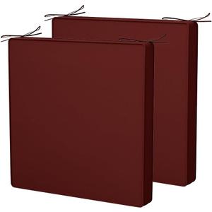 Outdoor Patio Chair Cushions Set of 2, Water-Resistant Fade-Proof Patio Seat Cushions, High Density Foam Non Slip Patio Cushion with Dual Straps for Patio Furniture Couch (Red, 22x22inches)