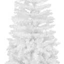 4 Feet Hinged Slim Pencil Artificial Fir Christmas Tree with Foldable Metal Stand,180 Tips,White