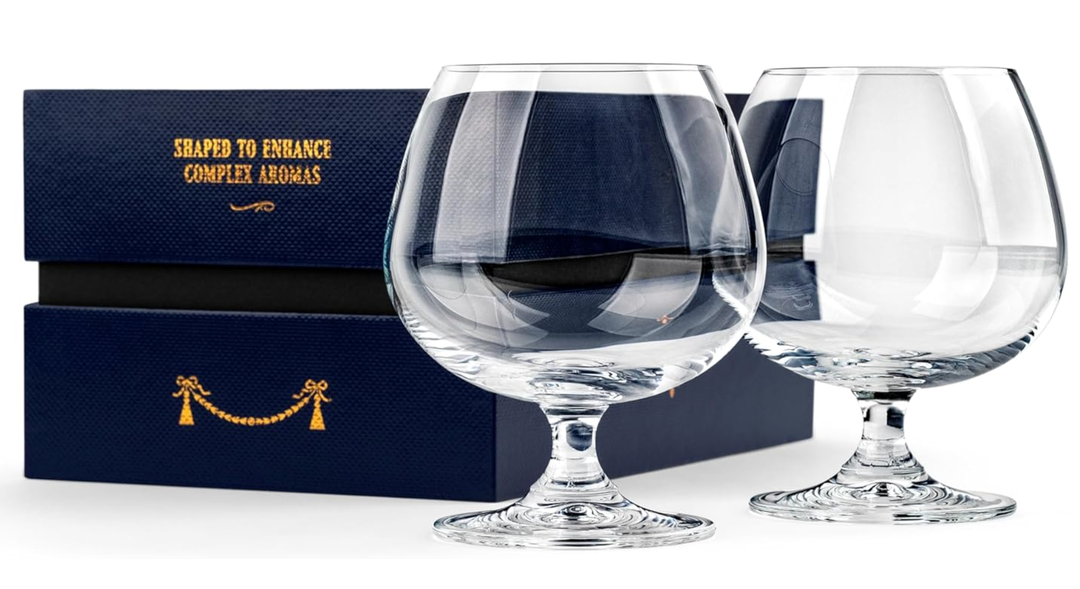 Large 21 oz Crystal Brandy and Cognac Snifter Glasses | Set of 2 Short Stem Giant Sniffer Bowls | Drinking and Tasting Glassware for Bourbon, Scotch, Tequila, Armagnac, Rum, Beer, Liquor