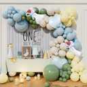 One Silly Goose Balloon Arch Kit with Walking Goose and Gingham Foil Balloons for Boys Girls Silly Goose Birthday Baby Shower Vintage Pink Blue Green Yellow Gingham Party Decorations (Blue)