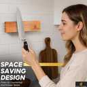 Magnetic Knife Holder  Premium Acacia Wood Knife Storage with Double-Sided Magnetic Strip, Anti-Slip Base  Elegant Countertop & Wall-Mounted Knife Organizer for Kitchen Tools