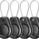 Waterproof Airtag Holder  4 Pack Airtag Keychain Holder Compatible with Apple AirTags, Ultra Durable AntiScratches Protective Case with Keyring for Luggage, Backpack, Pet, Bag, Black