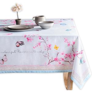 Maison d' Hermine Table Cloth Rectangle Table 100% Cotton 60 x 120 Inches Tablecloth Reusable Decorative for Dining Kitchen Room Farmhouse Party Home Hotel Restaurant Spring Summer- Blossoms in Spring