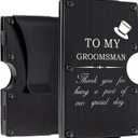 Awofer Aluminum Wallet for Groomsmen - Personalized Custom with Money Clip & Engraved Credit Card Holder - Black