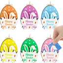 6Pcs Easter Bunny Money Holder for Cash, Easter Basket Stuffers Gifts Card Holder with Egg Bunny Table Decorations Hanging Ornaments, Spring Wooden Cash Sleeves Gift Tags for Boy, Girl, Teens