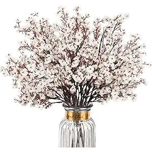 Babys Breath Artificial Flowers, 8 Bundles White Real Touch Fake Flowers Silk Flowers Bulk for Vase Home Office Wedding Spring Indoor Outdoor Centerpiece Table Party Decorations