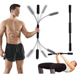 Hotwave Elastic Fitness Bar,Vibration Stick,Body Physical Therapy,Core Strength Training,Power Twister for Arm, Exercise in Home Gym (Black)