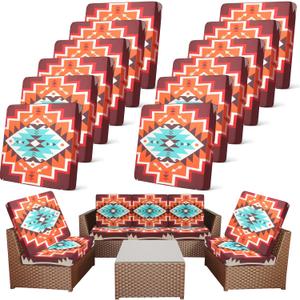 Newwiee 12 Pcs Patio Stretch Outdoor Cushion Covers Sofa Couch Covers Replacement Couch Slipcover for Sofa Seat Chair Porch Patio Furniture Protector, Flexibility and Washable(Novel,Multicolor)