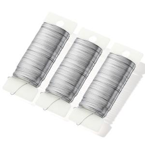 3 Pcs Floral Wire 22 Gauge, 38 Yards Silver Iron Flower Wire for Crafts, Thin Crochet Wires for Wreaths, Bouquet Packaging Decoration, Handicraft Making