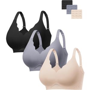 habibee Bras for Women Wireless Seamless Jelly Bras Full Coverage Push Up Bralettes Comfortable Scalloped T Shirt Bra (Black, S)