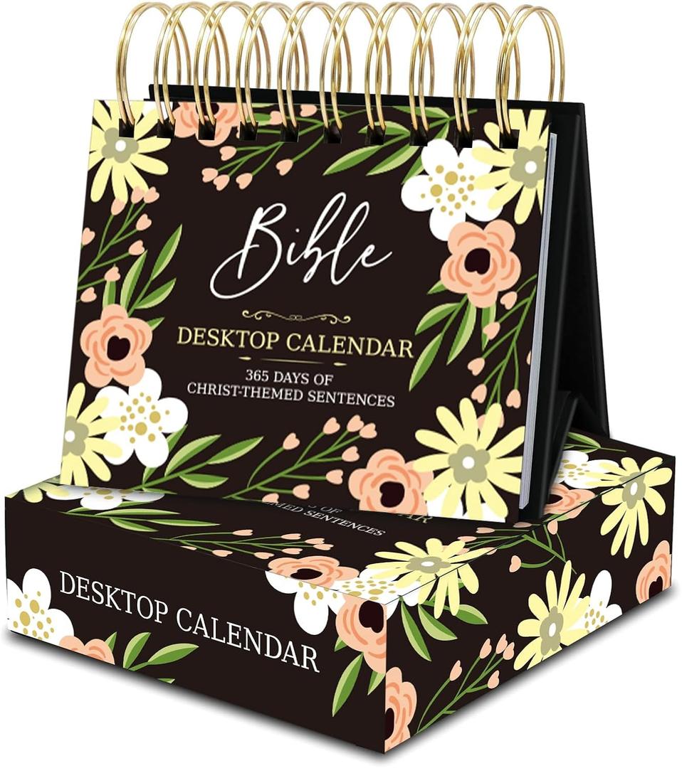 Bomichi 365 Days of Christian QuotesBeautiful Small 25-26 Flip Desktop Desk Calendar for Planning Organizing School Office Gifts
