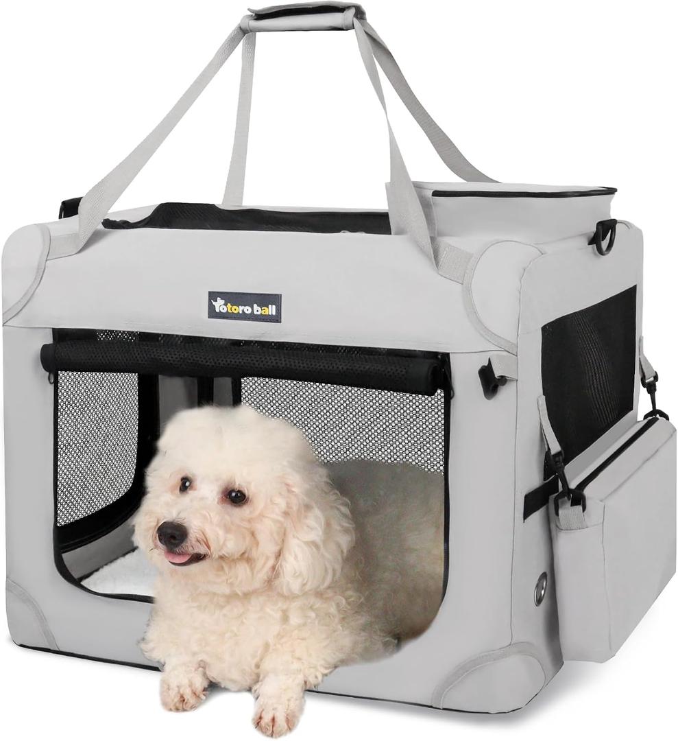 Extra Large Cat Carrier for 2 Cats Indoor and Outdoor Uses Car Travel Portable Bag with Water Bottle Slot Ideal for Long Trips (Grey, 24.0" L x 16.5" W x 16.5" H)