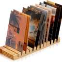Marsui 1 Pc Christmas Greeting Card Display Stand 12 Slot Wooden Card Holder Multi Purpose Rack Tabletop Photo Organizer for Vendor Postcards Post Sticker Bookmark Home Office Decoration (Wood)
