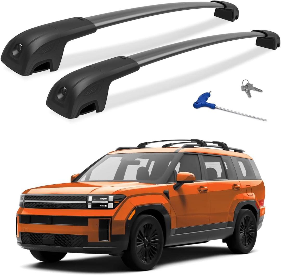 300lbs Lockable Roof Rack Cross Bars Compatible with 2024 2025 2026 Hyundai Santa Fe & Santa Fe Hybrid with Raised Side Rails (Not for SE), Aluminum Heavy Duty Crossbar Luggage Accessories