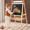 Tiny Land Foldable Wooden Art Easel for Kids, with Chalkboard & Whiteboard, 43.9 inches
