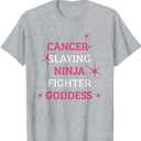 Chemotherapy Care Package Pink Beat Cancer Slayer T-Shirt (Small, Gray)