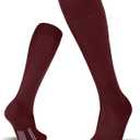 FITRELL 2/3 Pack Soccer Socks Baseball Softball For Youth Kids Boys Girls, Over-The-Calf Football Socks for Adult Men Women (Maroon, Medium)