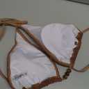 Women's Crochet Triangle Bikini Set String Cheeky Swimsuit 2 Piece Bathing Suits Coffee, Size Medium