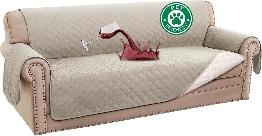 Turquoize 100% Waterproof Sofa Covers Couch Cover Sofa Cover for Dogs Couch Protector Triple Non-Slip Sofa Slipcover for 3 Cushion Couch Furniture Protector for Pets, Kids,Dog (XL Sofa 78", Pale Oak)